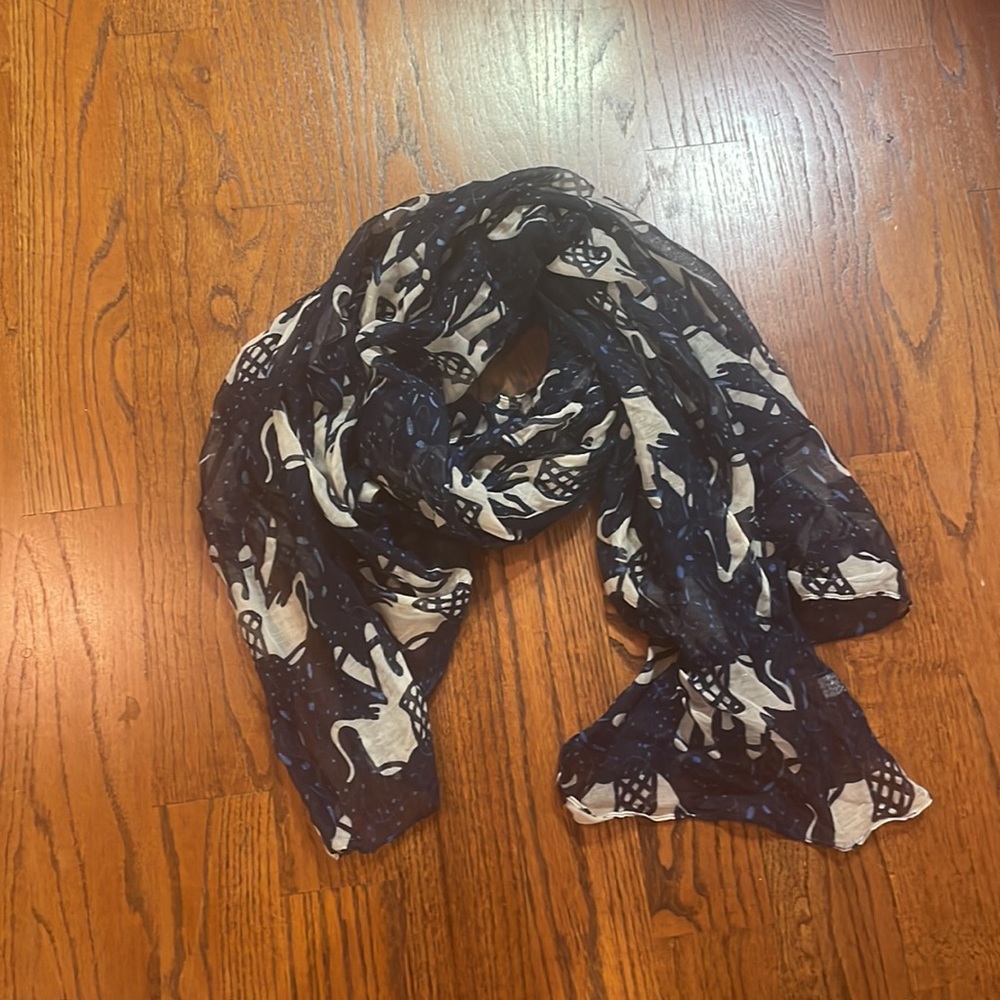 Sheer Blue and White Elephant Scarf 🧣 - Picture 1 of 14